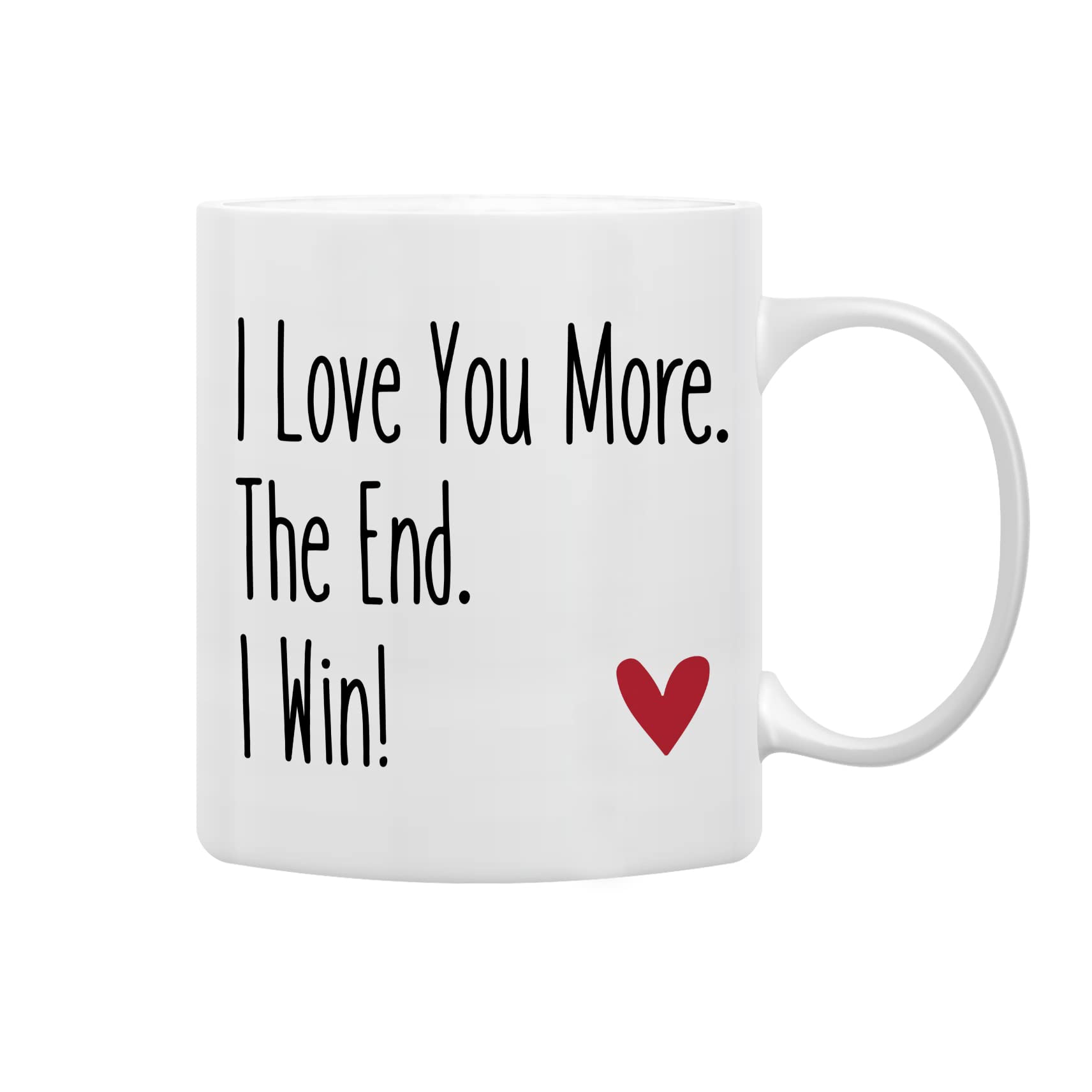 QASHWEY I Love You More the End I Win Coffee Mug, Romantic Gifts for Her Him, Birthday Gifts for Women Men, Wedding Gift for Bri