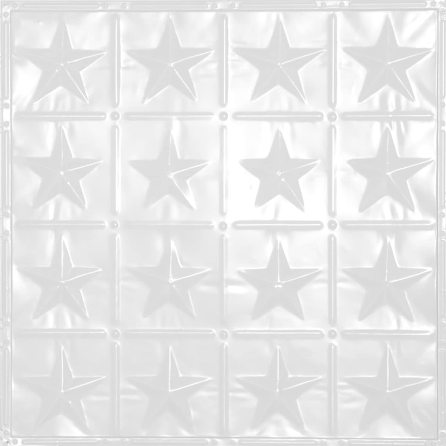 American Tin Ceilings [5-Pack Kit] Nail-Up Metal Tiles Pattern #36 Americana Star Nail-Up in Bright White Satin Finish: 24 x 24