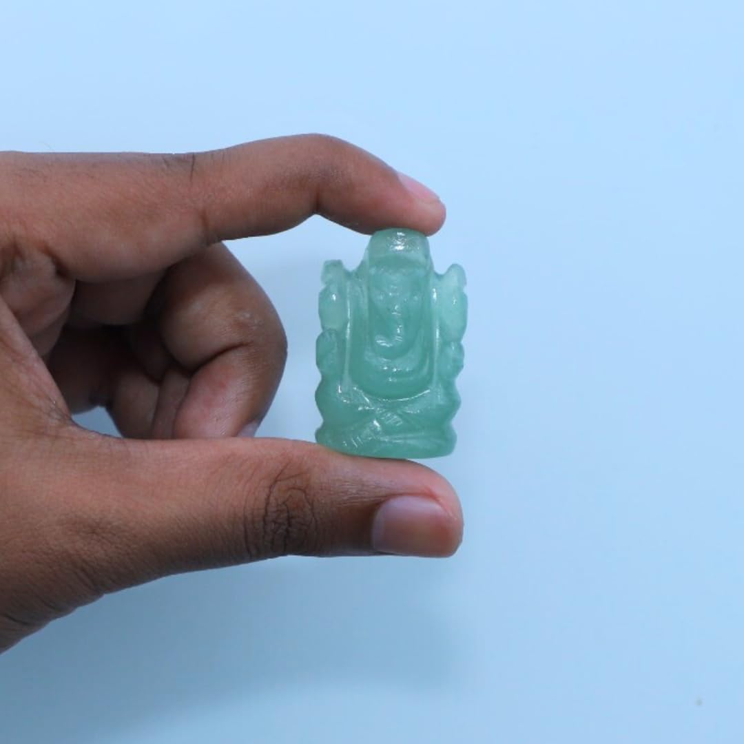 Crystal Divine Green Aventurine Crystal Pocket Ganesha Idol for Home Decor Items & Decorative Items Lord Ganesha Figurine Vastu