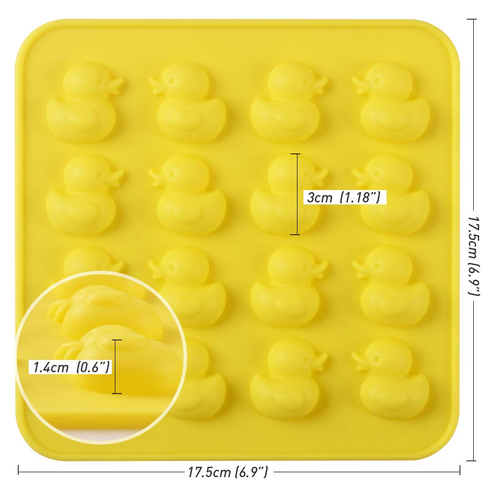 Newk Duck Chocolate Silicone Mold, 4 Packs 16- Cavity Non-Stick Food Grade Silicone Molds For Ice Cube, Jelly, Fondant, Hard Can