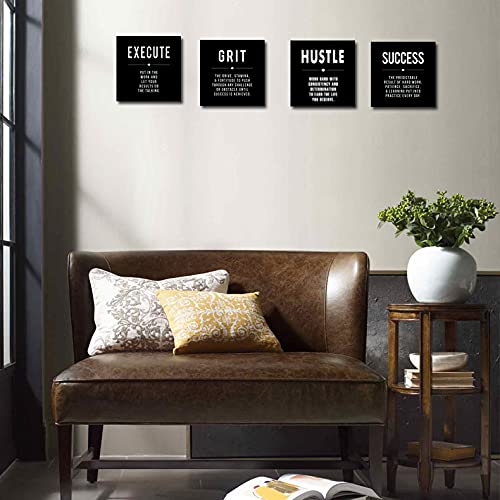 Motivational Grit Success Execute Success Quotes Canvas Wall Art -Inspirational Office Wall Art Poster Quotes - Canvas Artwork P