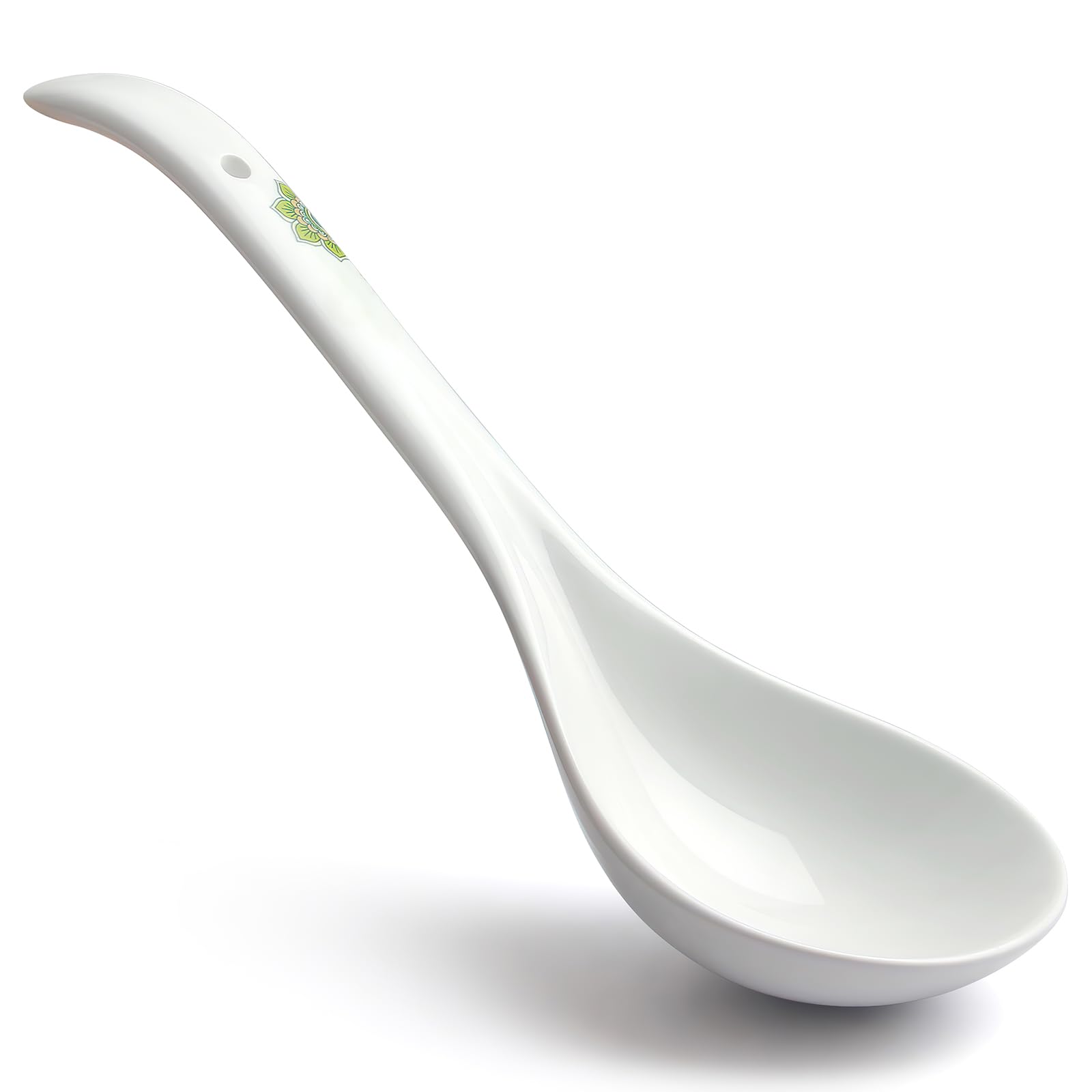 IQCWOOD Porcelain Large Asian Soup Spoon, 9.1 inch, White