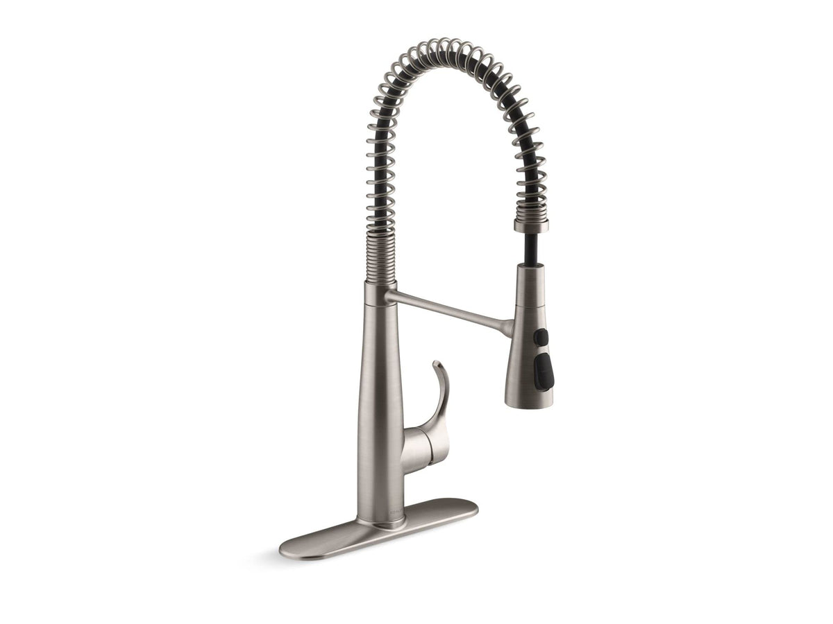 Kohler 22033-Vs Simplice Semi Professional Kitchen Sink Faucet, Pre-Rinse Kitchen & Commercial Faucet, Vibrant Stainless, 9 X