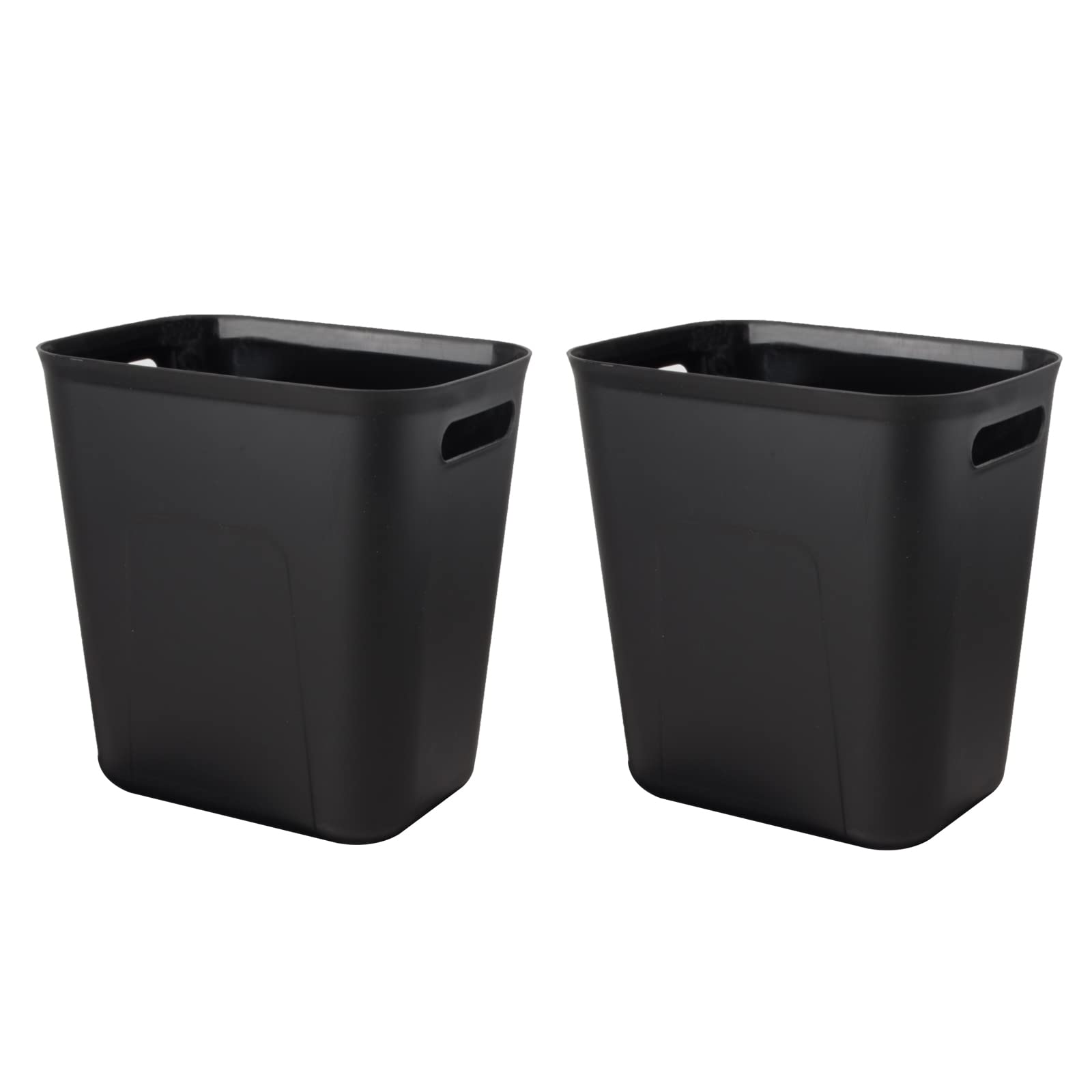 Uujoly Plastic Trash Can Wastebasket, Garbage Container Basket For Bathrooms, Kitchens, Offices, Kids Rooms, Black, 3.5 Gallon,