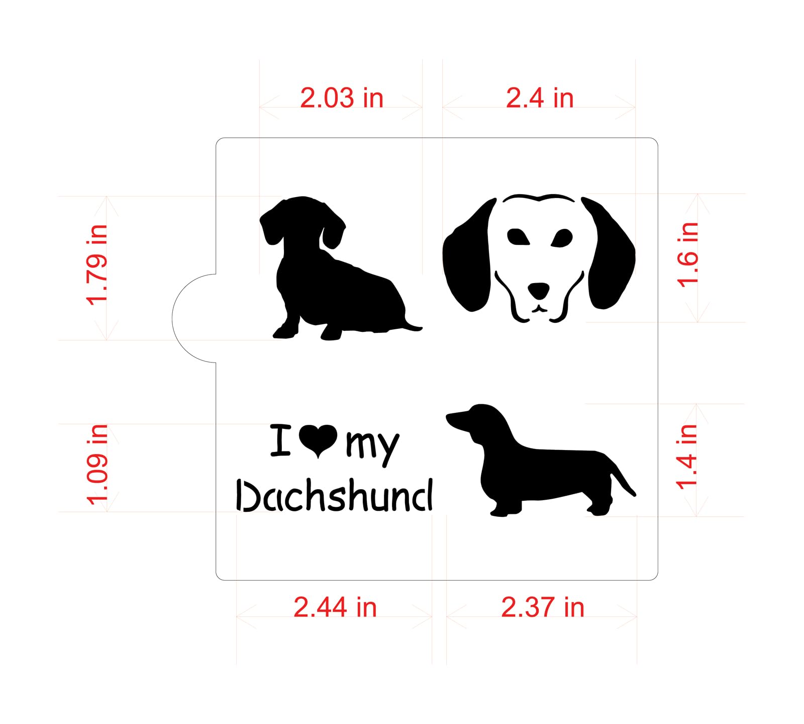I Love My Dachshund Cookie And Craft Stencil By Designer Stencils