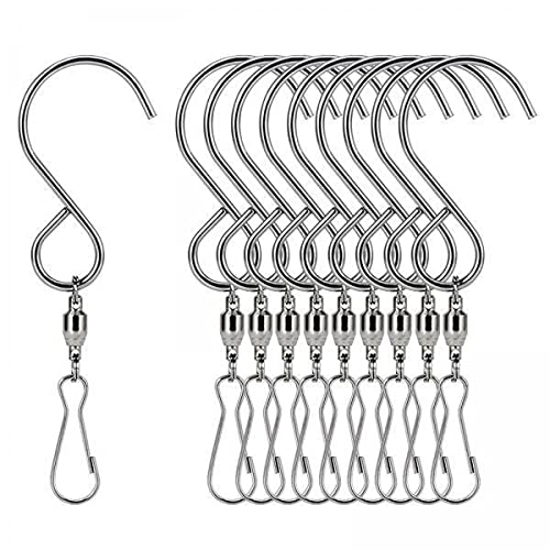 Merishopp 2X10X Swivel S Hooks Clips For Hanging Garden Wind Spinners Flower Pot Silver