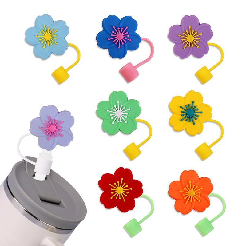 9Pcs Flower Straw Topper For Tumbler 10Mm Cute Silicone Straw Covers Compatible With Stanley 30&40 Oz Cup Reusable Drinking Stra