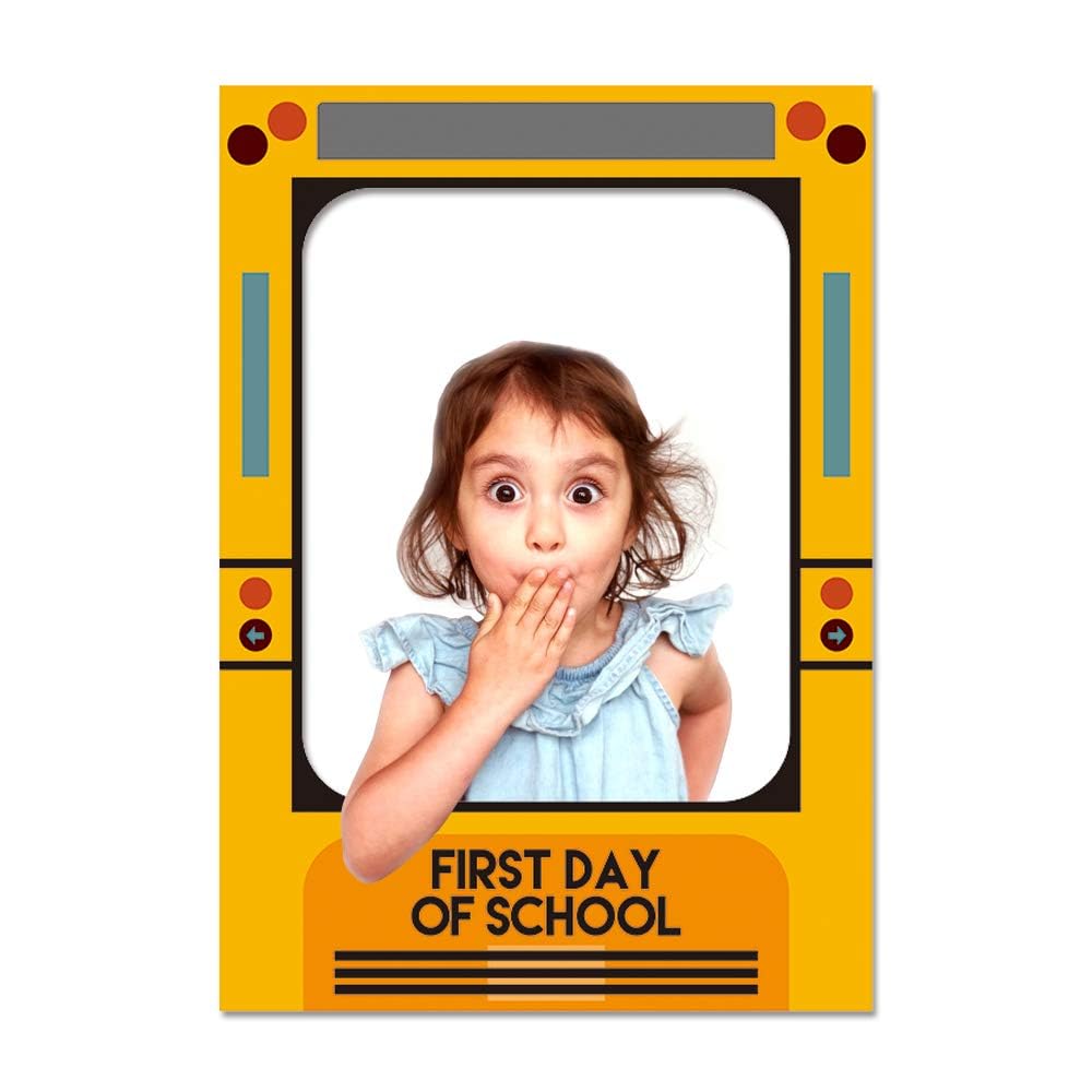 Swyoun Yellow School Bus First Day Of School Back To School Party Photo Booth Selfie Frame