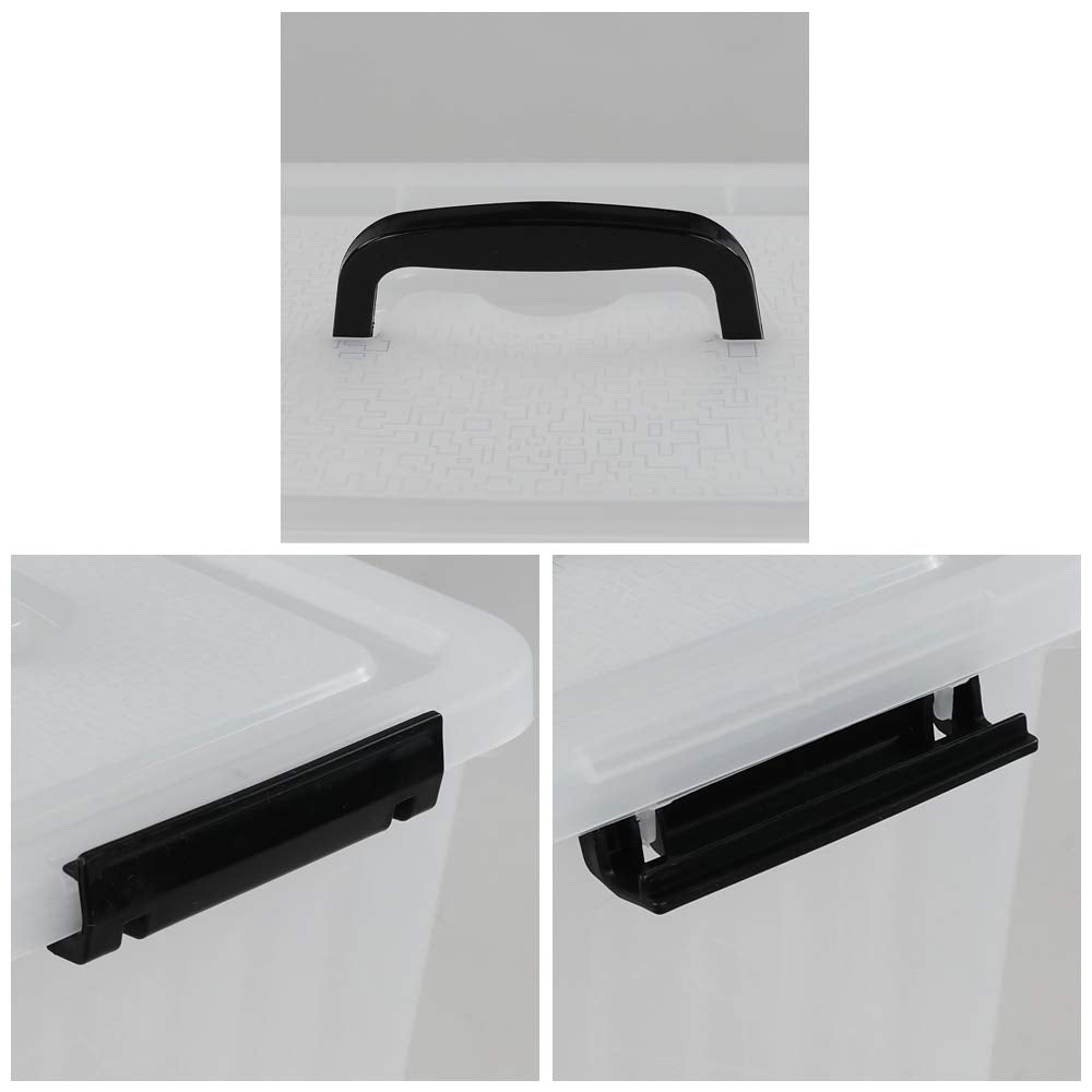 Ramddy 12 Quart Clear Storage Box With Lid And Black Latches, 1 Pack