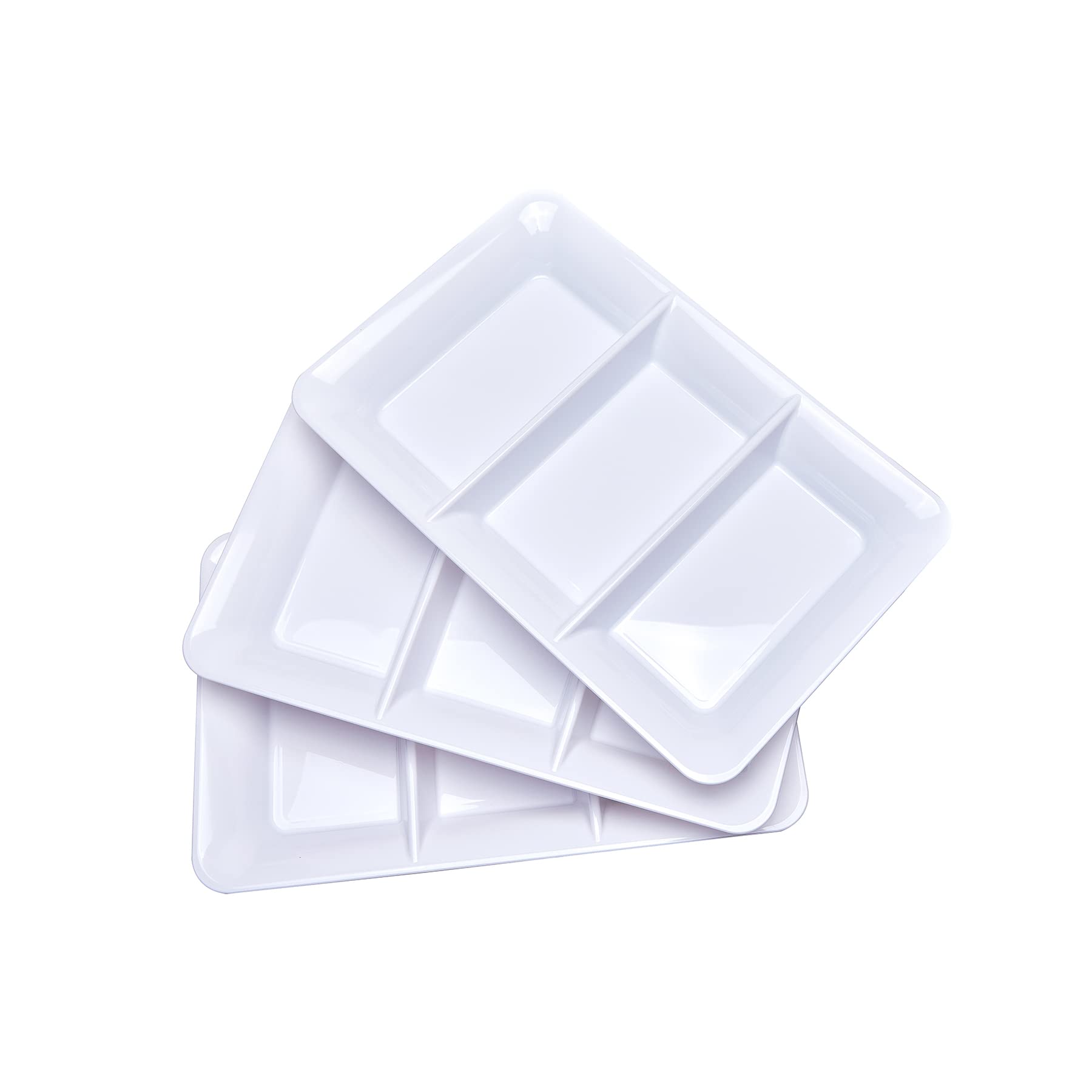 Lullaby 3 Sectional Plastic Serving Tray 14.2'' X 9'', 3 Pack White Serving Platters For Cheese Cracker Food, Durable And Reusab