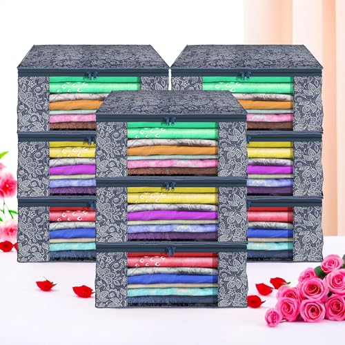 Kuber Industries (Pack Of 9) Saree Covers | NonWoven Saree Bags | Foldable Storage Bag For Almirah & Wardrobe (9 Inch) Clothes 