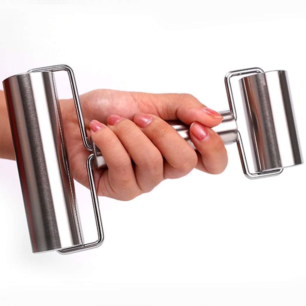 Goeielewe Rolling Pin Double Roller, Stainless Steel Pastry And Pizza Double Dough Baker Roller Metal Kitchen Utensils Ideal For