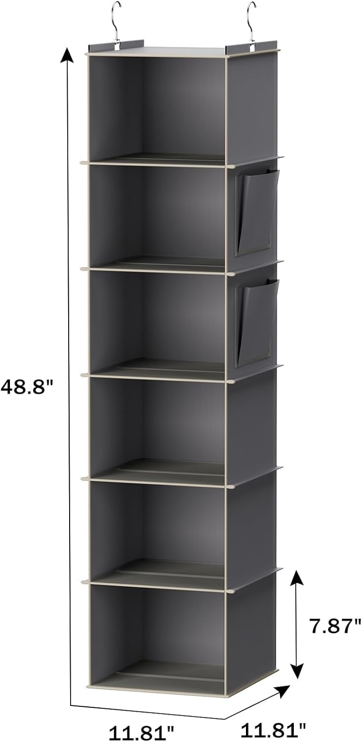 YOUDENOVA Hanging closet Organizer and Storage  6-Shelf closet Hanging Storage Shelves  grey
