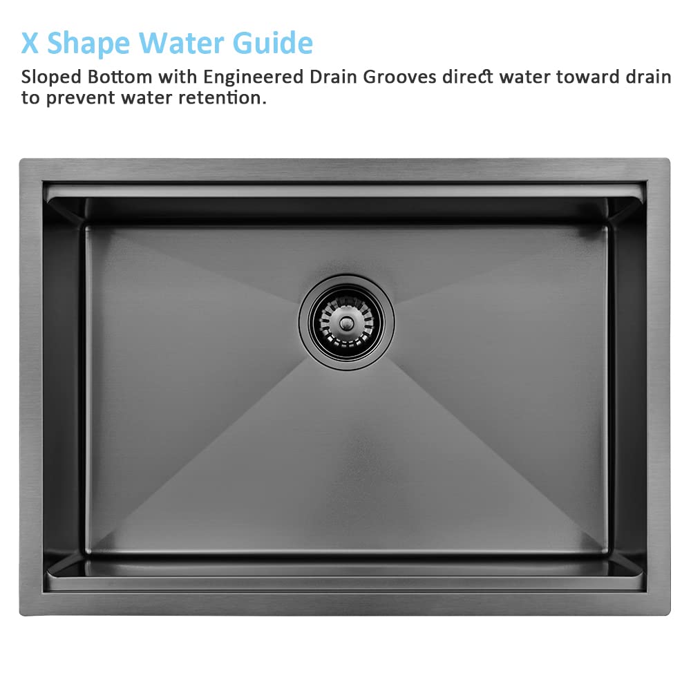 27 Inch Undermount Kitchen Sink Black-Bokaiya 27X19 Stainless Steel Undermount Kitchen Sink Black Workstation Kitchen Sink 16 Ga