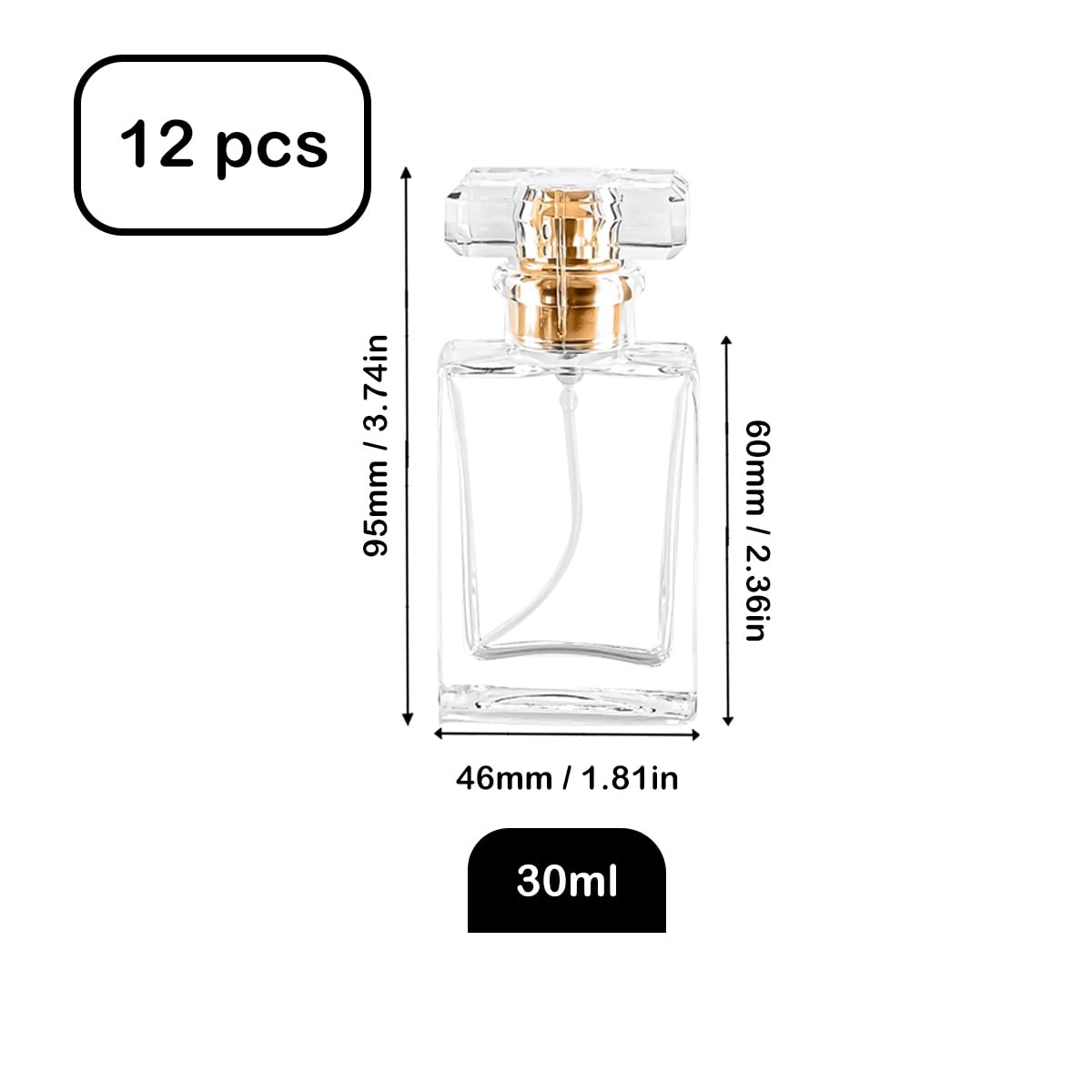 Glass Perfume Bottle Empty Refillable 12Pack Clear Travel Perfume Spray Atomizer Bottle 30Ml Perfume Fine Mist Spray Perfume Bot