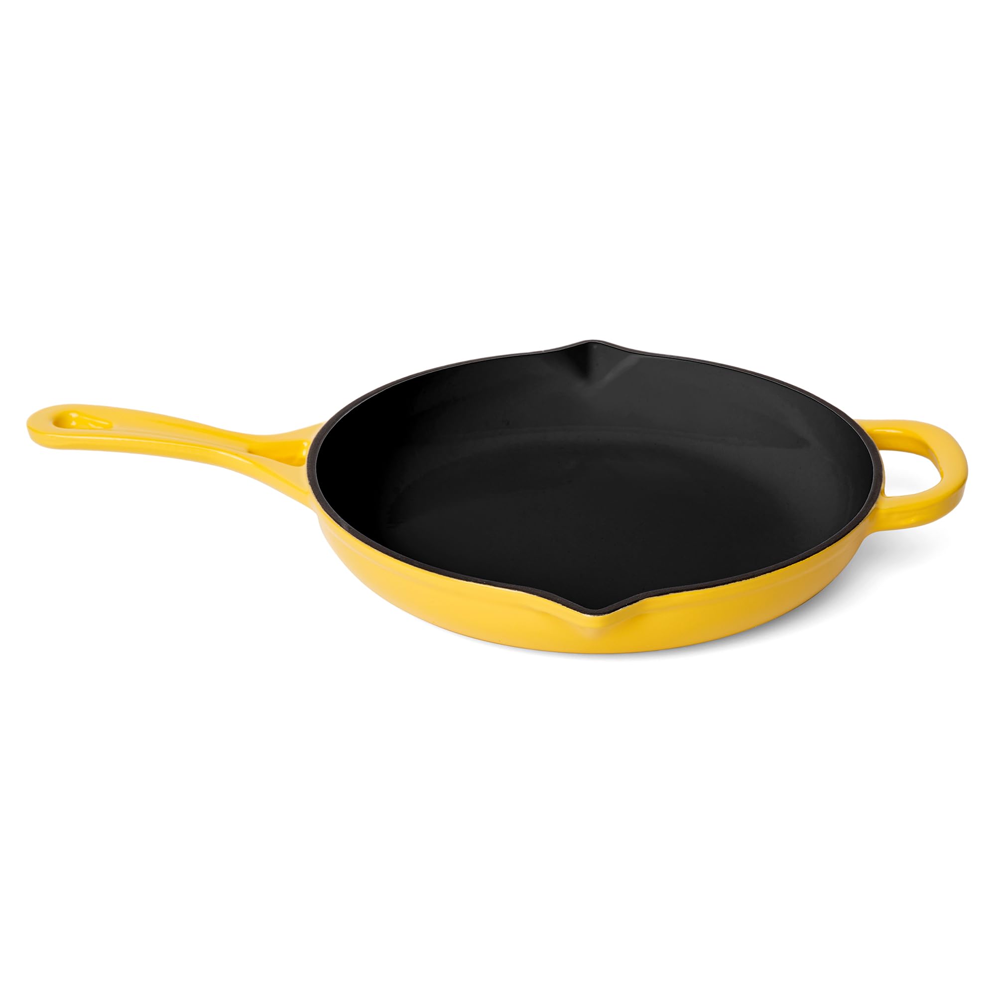Larder & Vine Enameled Cast Iron Skillet | 10.25 in Cast Iron Pan | Saute Pan with Pour Spouts | Enamel Coated Skillet | Compati