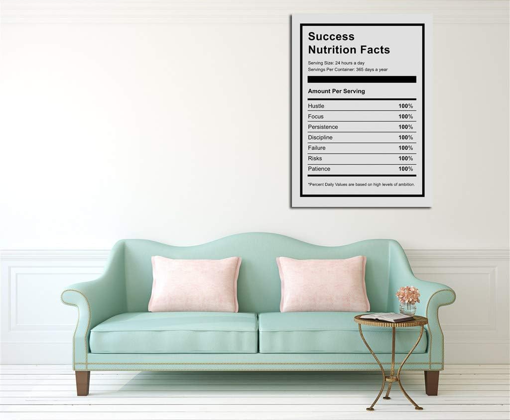 Success Nutrition Facts Office Quotes Motivational Canvas Wall Art- Entrepreneur Inspirational Artwork Canvas Print Picture Fram