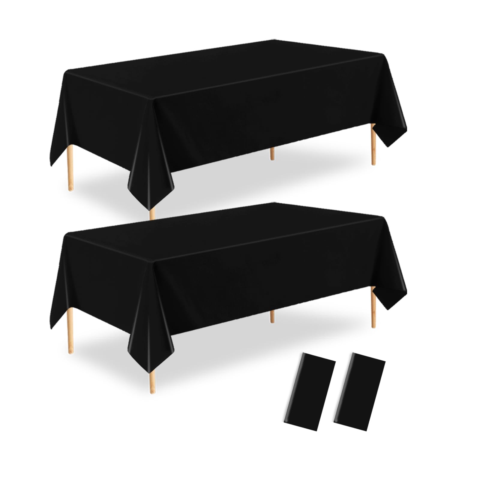 ZHIAXTON Black Plastic tablecloths 2 Pack,54 X 108 Disposable Rectangle Tablecloth for Birthdays Party,Weddings,Anniversary,Picn