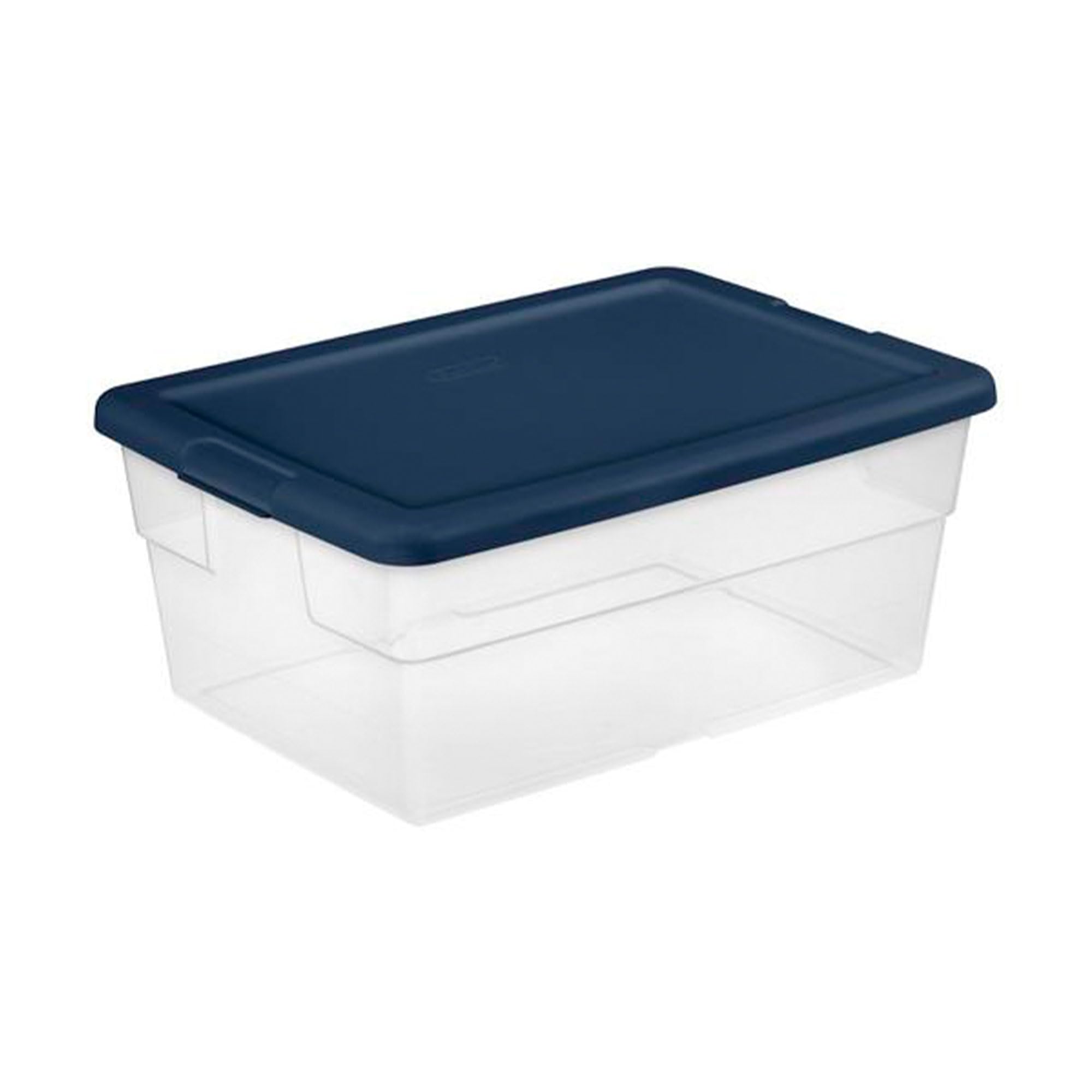 Sterilite Set Of (2) 16 Qt. Storage Boxes Clears, 12 Pack, Marine Blue