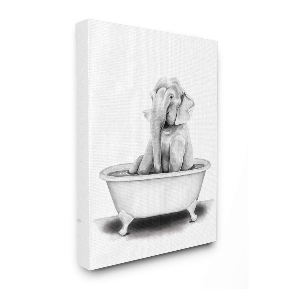 Stupell Industries Elephant In A Tub Funny Animal Bathroom Drawing, Design By Rachel Neiman Wall Art, 30 X 40, Canvas