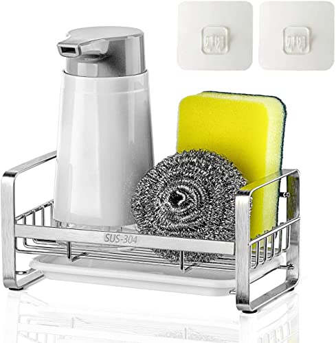 Topinon Sponge Holder,Sus304 Stainless Steel Rust Proof Soap Holder For Kitchen Sink,Kitchen Sink Organizer, Sink Caddy, Sink Tr