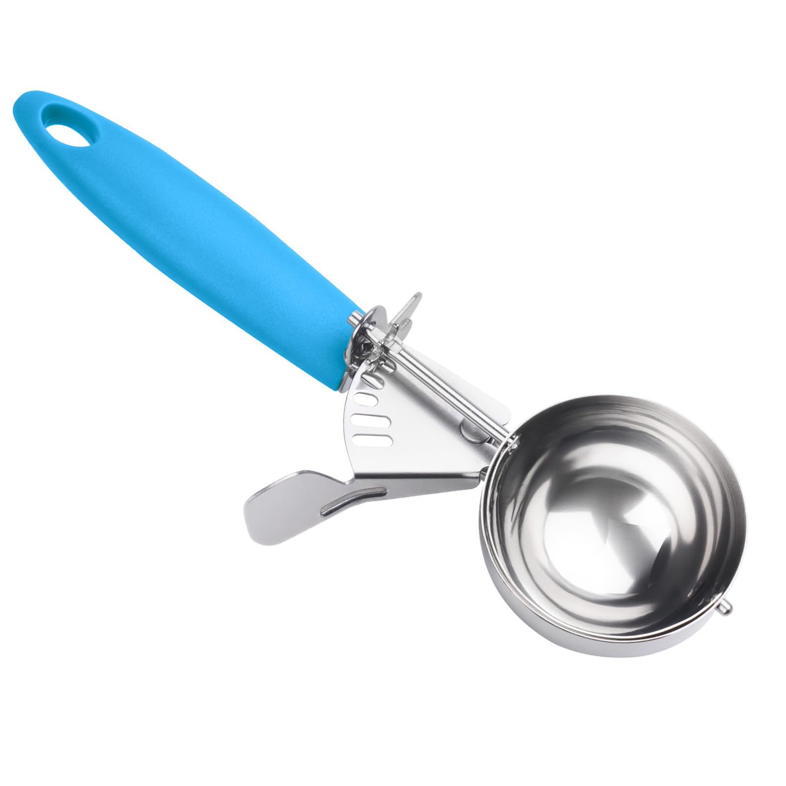 JUNADAEL J Portion Scoop, #12/3.25 OZ Disher Scoop, Ice Cream Scoop, Blue Handle, for Portion Control, Cookie Dough, Cupcake Bat