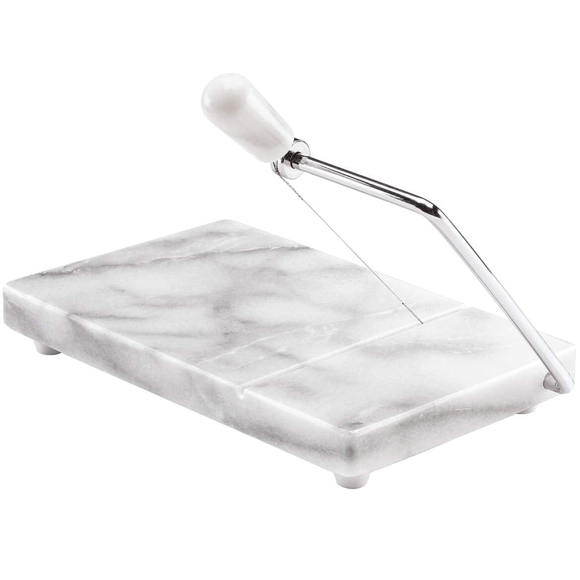 Marble Cheese Slicer & Serving Tray, 8    x 5   , Gray Marble with Steel Arm