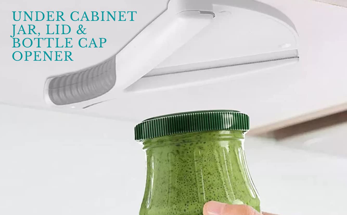 Jar Opener - Perfect Kitchen Gadget For Seniors And Those With Weak Hands Or Arthritis - Under Cabinet Mountable With Adjustable