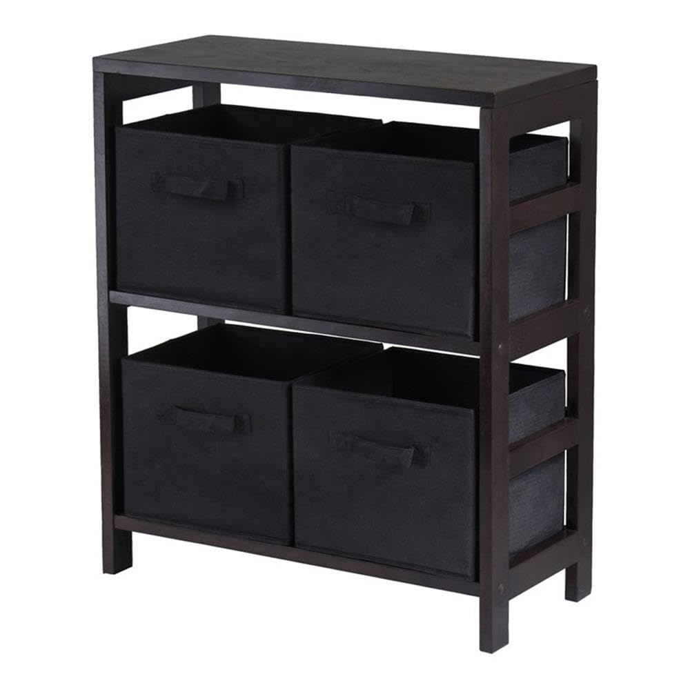 Winsome Granville 5-Piece Storage Shelf with 4-Foldable Baskets, Espresso