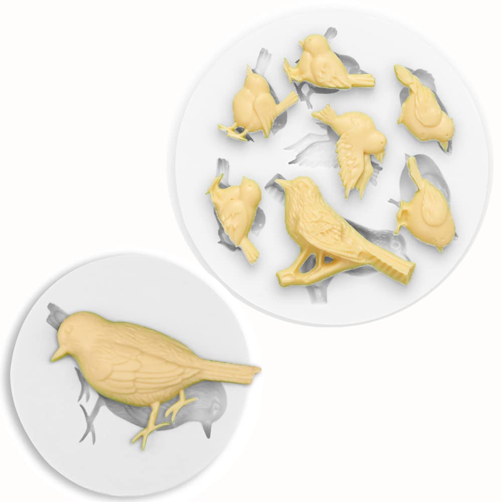 2Pcs Mini Bird Silicone Animals Molds For Diy Fondant Candy Making Tools Chocolate Mold Desserts Ice Cube Gum Clay Biscuit Plast