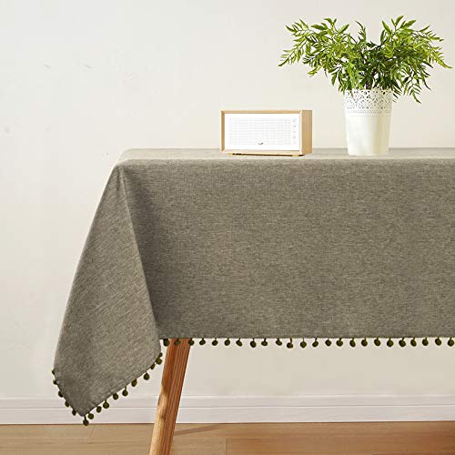 Jucfhy Rectangle Table Cloth,Linen Solid Tablecloth Heavy Duty Fabric,Stain Resistant,Wrinkle Resistant Washable Table Cloths,Ob