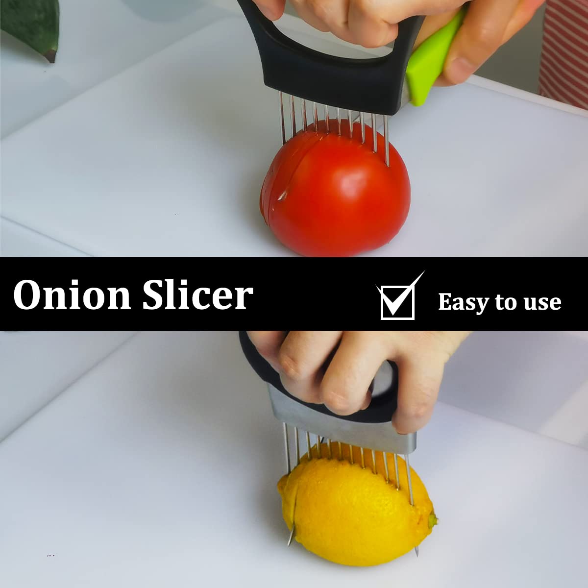 2 Pcs Onion Slicer Holder, Premium Vegetable Slicing Tool For Potato And Tomato, Food Cutter Assistant Tool For Slicing Fruit Le