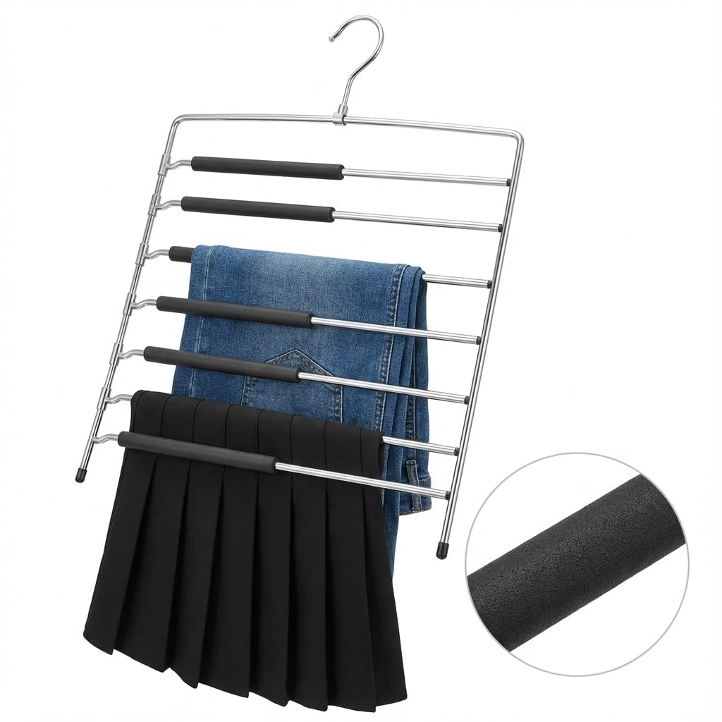 USTECH 8-Tier Swing Arm Pants Hanger