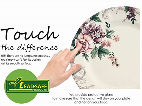 Tudor 12-Piece Premium Quality Round Porcelain Dinnerware Set, Service for 4 - Rosemary, See 10 Designs Inside!