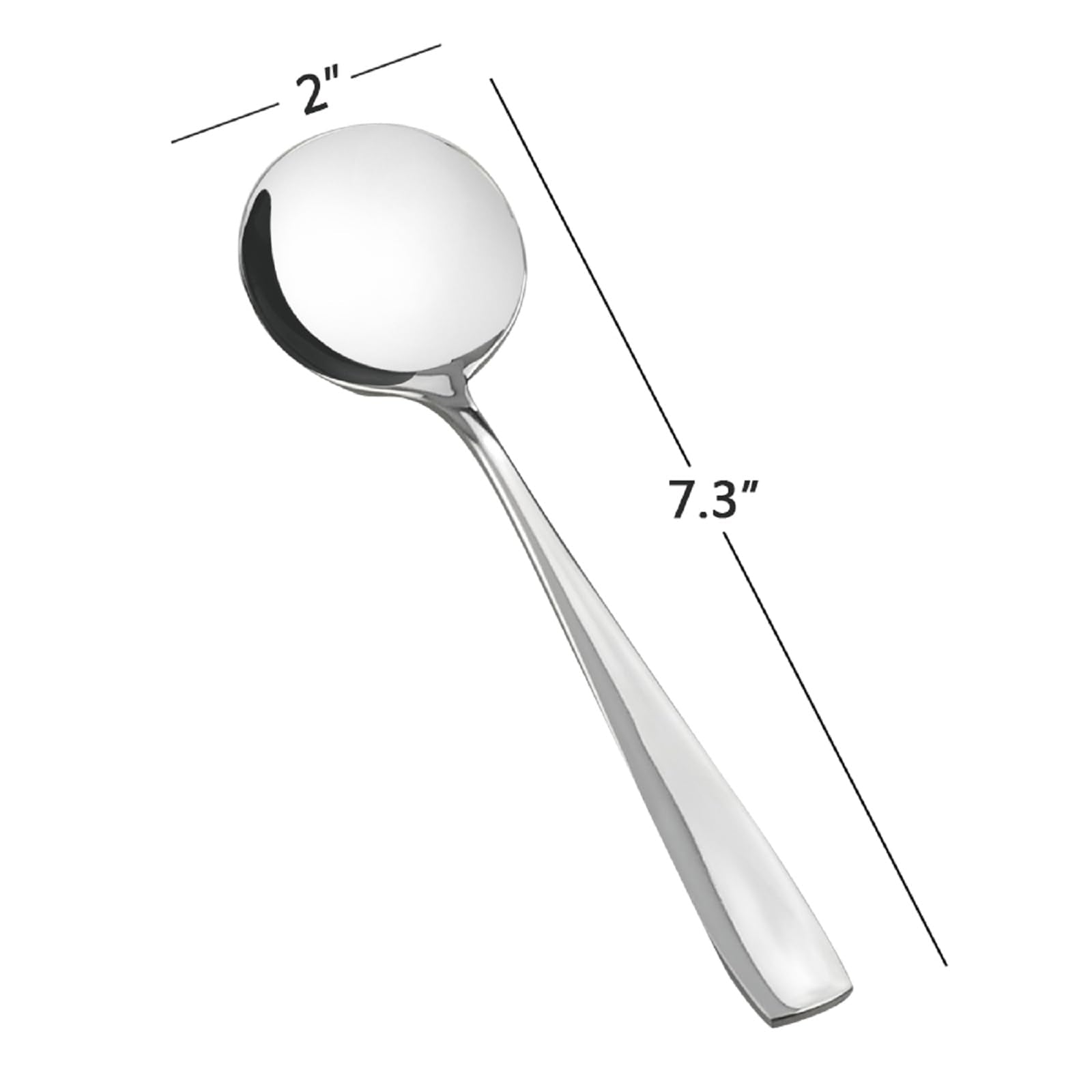 Hommp 16-Piece Silver Round Stainless Steel Soup Spoons Set, Durable Bouillon Spoons for Everyday Use