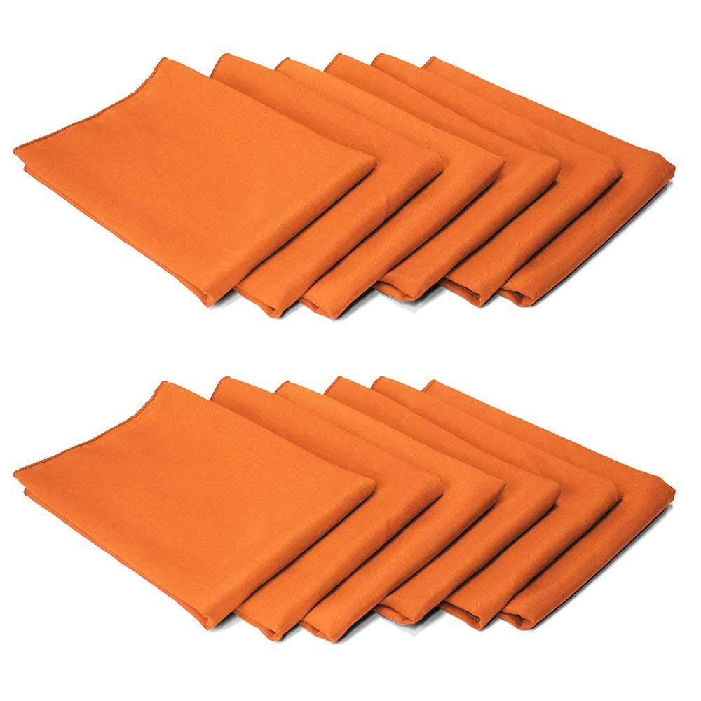 Tablelinensforless 17X17 Polyester Cloth Napkins, Set Of 12 (Pumpkin Orange) | Easy-Care, No-Iron Finish, Superior Color Ret
