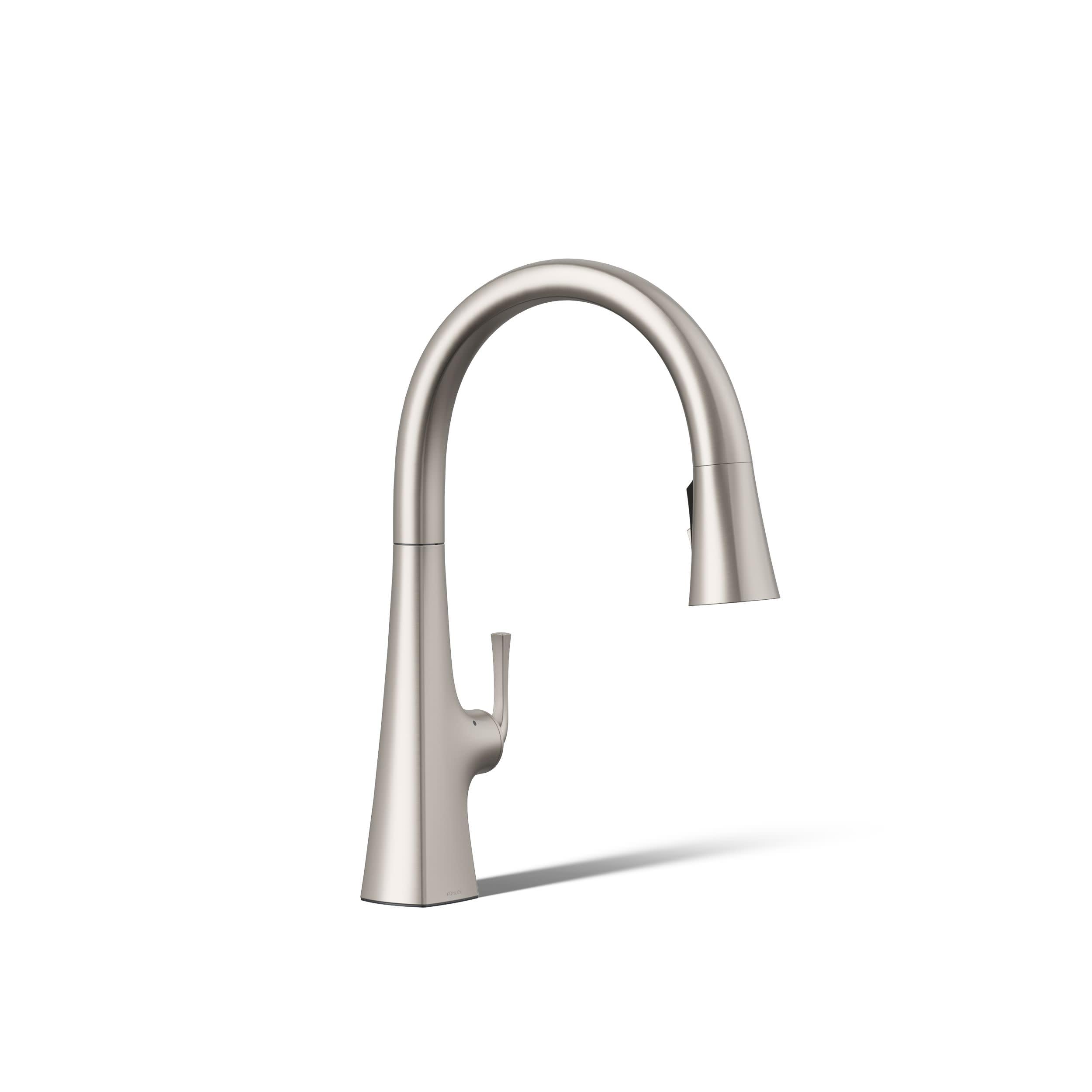 KOHLER K-22068-WB-VS Graze Touchless Smart Voice Control, Kitchen Sink Faucet Konnect, Vibrant Stainless