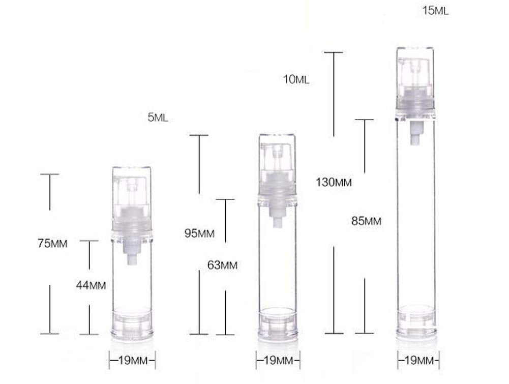15 Pcs Clear Airless Lotion Pump Bottles Empty Cream Vacuum Bottles Cosmetic Containers Travel Press Pump Bottles For Foundation