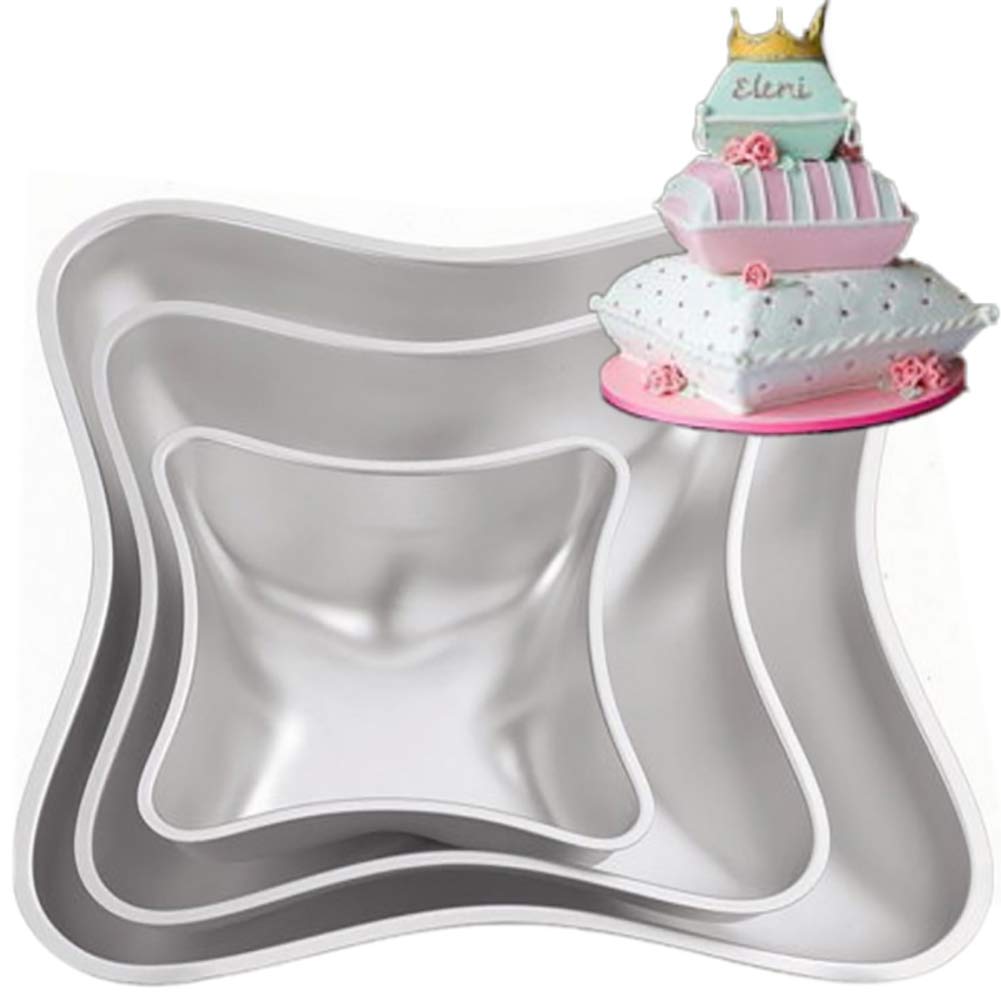 3 Pcs Cakes Pan Cake Baking Mold,Pillow Cake Pan Set Diy Pillow Shape Aluminum Cake Molds Set