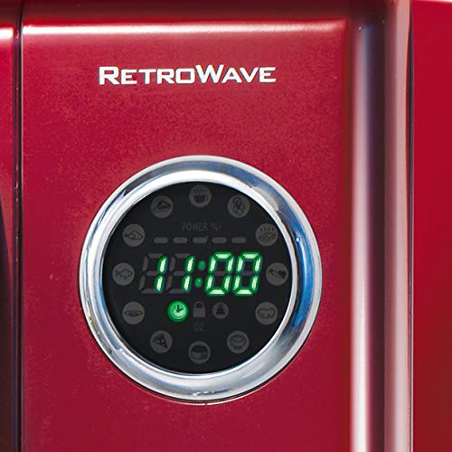 Nostalgia Rmo4Rr Retro Large 0.9 Cu Ft, 800-Watt Countertop Microwave Oven, 12 Pre-Programmed Cooking Settings, Digital Clock, E