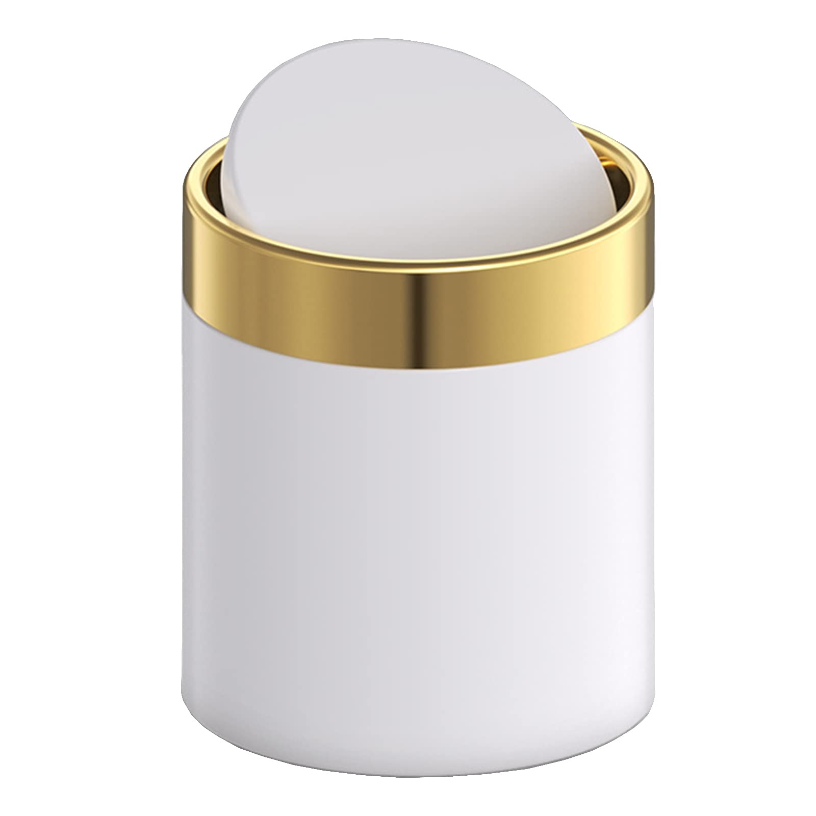Jillick Mini Trash Can, Metal Tiny Garbage Bin For Desk, Countertop, Coffee Bar, Makeup Vanity, 0.4 Gallon, White