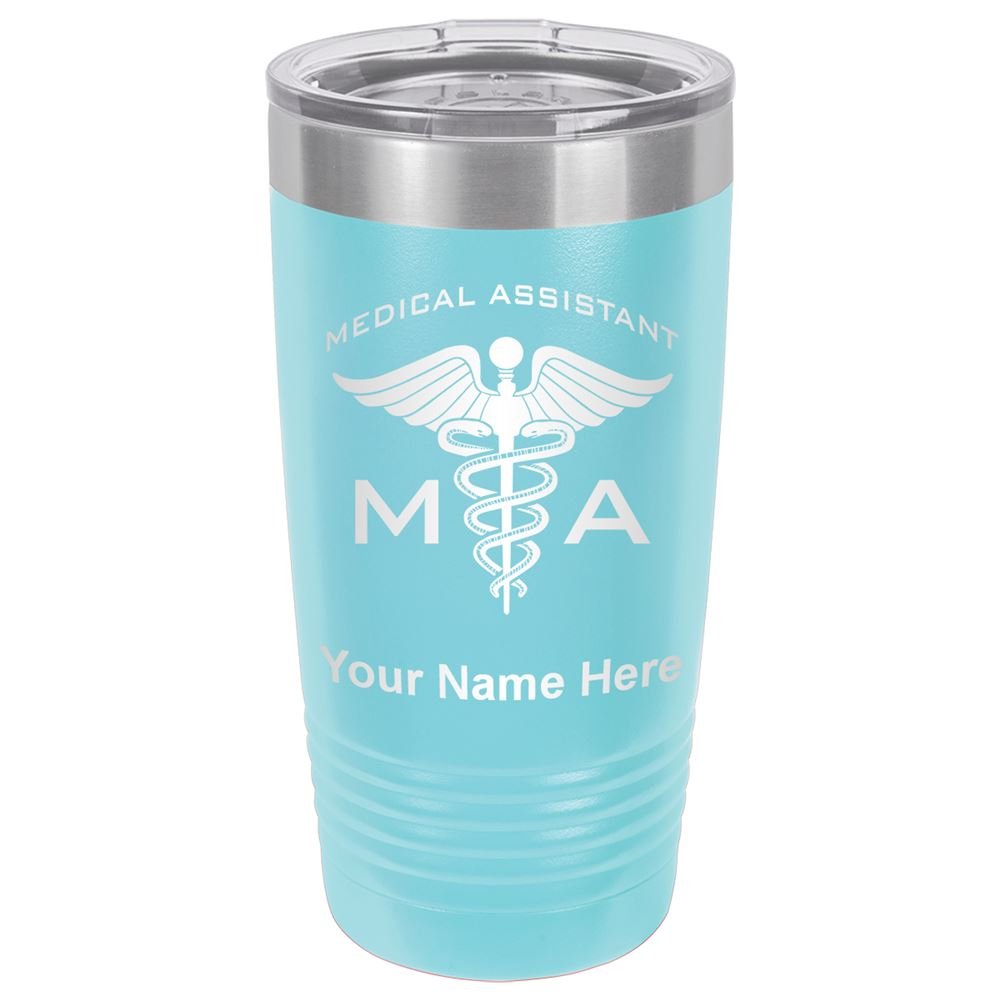 Lasergram 20Oz Vacuum Insulated Tumbler Mug, Ma Medical Assistant, Personalized Engraving Included (Light Blue)