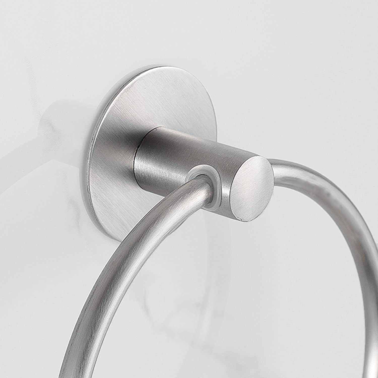 Besteffie Adhesive Towel Ring Wall Mount Hand Towel Ring Self Adhesive Towel Hanger Premium Sus304 Stainless Steel Rustproof Bru