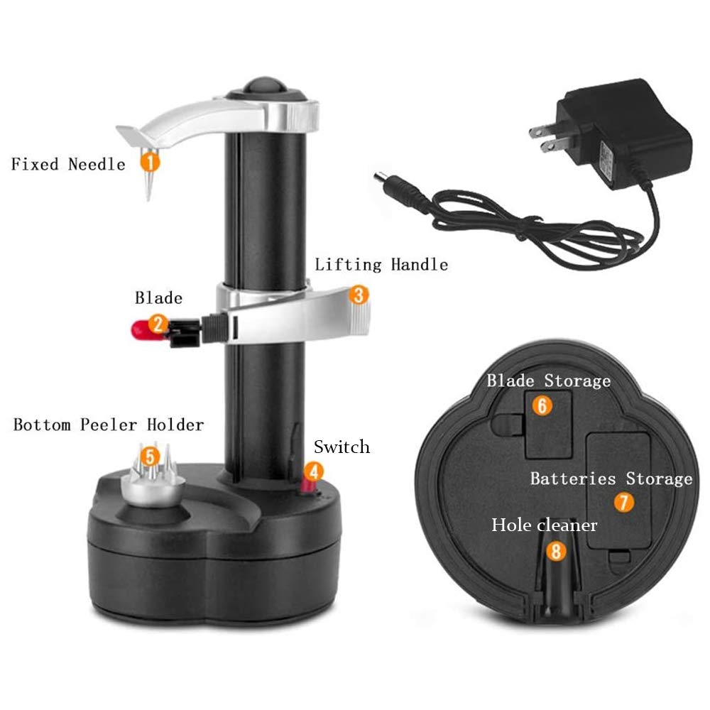 Electric Potato Peeler Automatic Apple Peeler, Smart Vegetable Fruit Peeler Machine, Stainless Steel Kitchen Peeling Tool [1 Ada