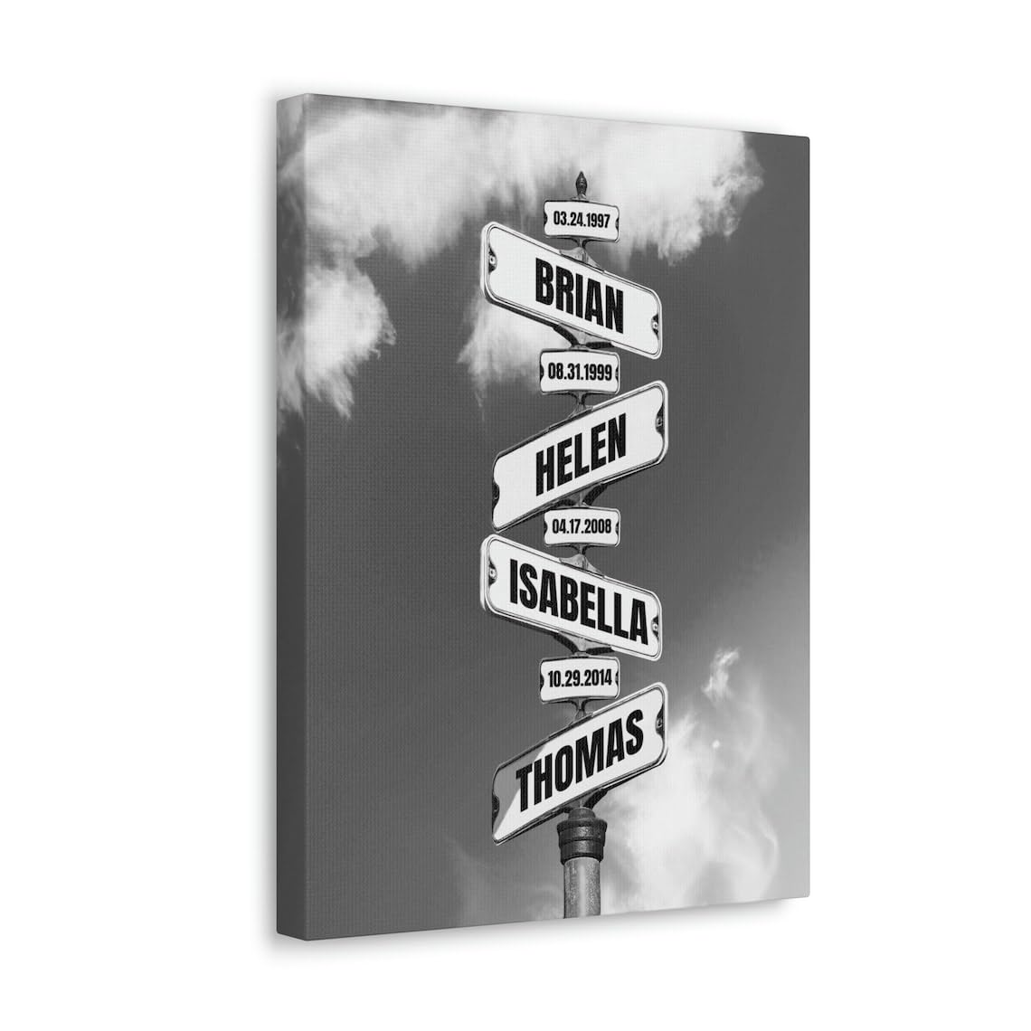 Customized Date Of Birth Vintage Street Sign Personalized Poster Canvas, Street Sign Multi-Names Poster Canvas, Street Signs Cus