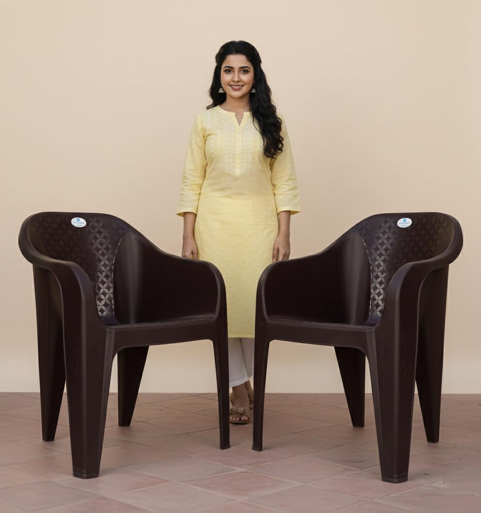 Homiboss Plastic Chair | Chiars For Home | Dining Chair | Plastic Sofa Set, Office, Garden, Indoor & Outdoor | Kursi | Color - B