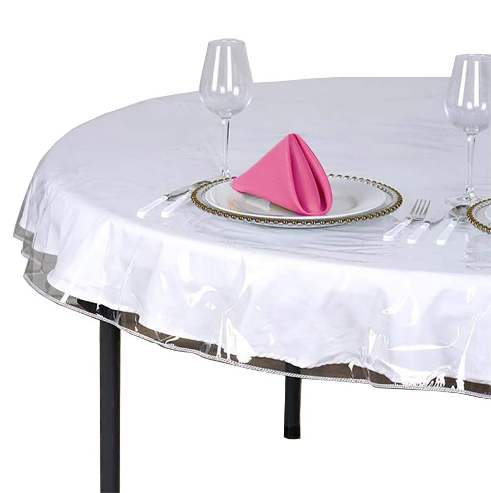 Sofinni Clear Plastic Tablecloth Protector, Round Table Cloth Vinyl (70'' Round)