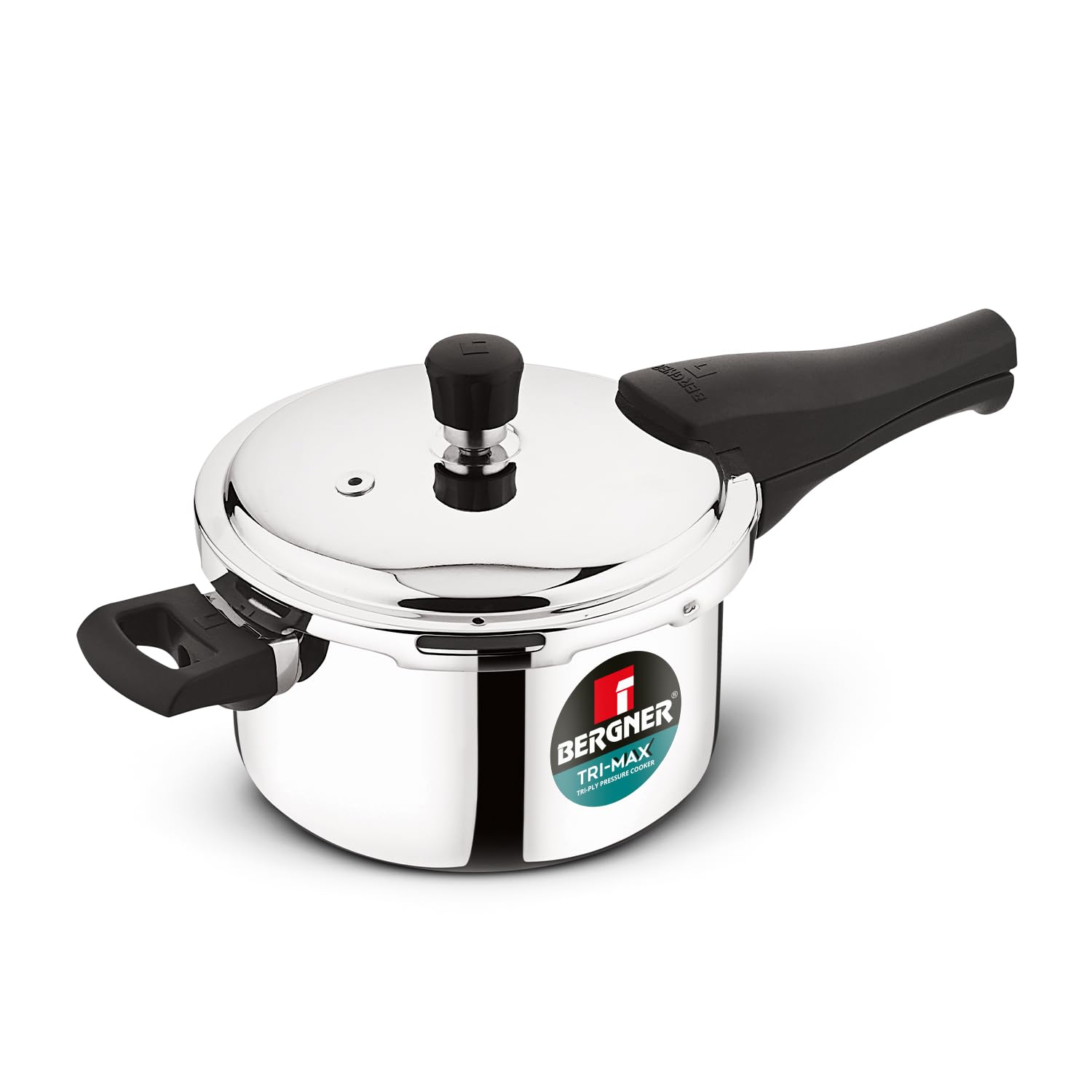 Bergner Tri-Max 3 L Triply Pressure Cooker, Outer Lid Cooker, Triply Body, Healthy Cooking, Durable Bakelite Handle, Safety Valv