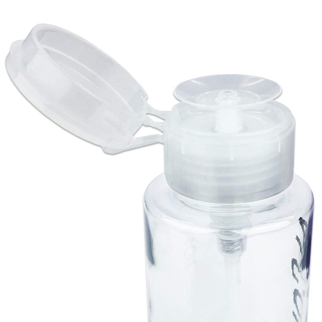 7Oz Push Down Pump Dispenser Flip Top Cap Refillable Empty Bottle - Clear With Word Imprint - Lockable Travel Cosmetic Packaging