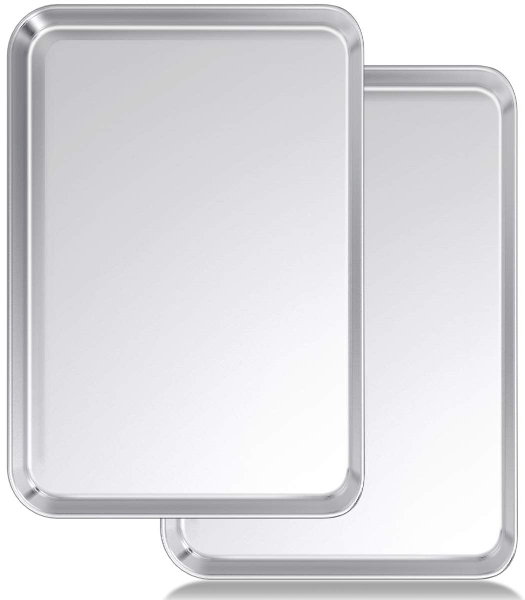 Baking Sheet Set Of 2, Wildone Stainless Steel Baking Tray Cookie Pan, Size 20 X 14 X 1 Inch, Non Toxic & Heavy Duty & Easy Clea
